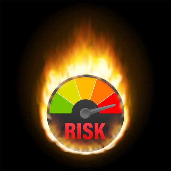 Risk ikon på hastighetsmätare. Hög Riskmätare. Vektor illustration. — Stock vektor
