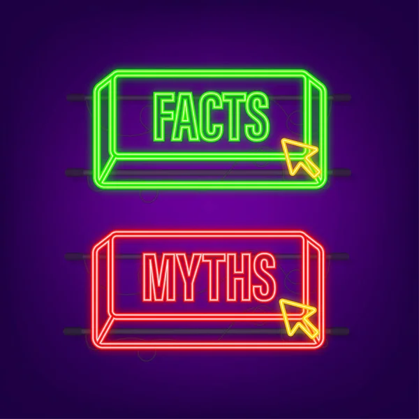 Myths facts neon style button. Facts, great design for any purposes. Vector stock illustration. — ストックベクタ
