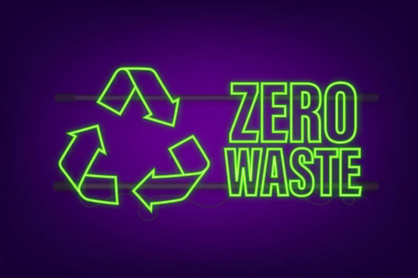 Znak zeleného nulového odpadu. Vektorové logo ilustrace. Doodle vektorová ilustrace. — Stockový vektor