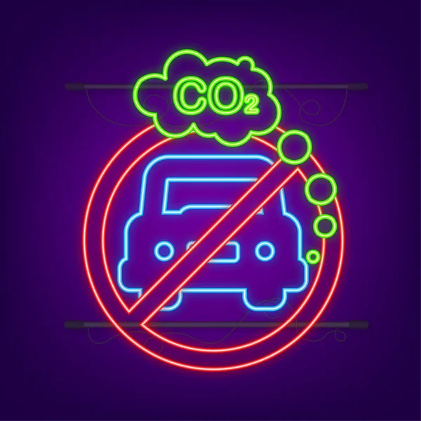 CO2 neon logo in platte stijl geïsoleerd op lege achtergrond. Vlak pictogram op witte achtergrond. Vectorlogo illustratie. — Stockvector