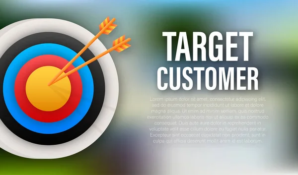 Target customer with an arrow flat icon concept market goal vector picture image. Concept target market, audience, group, consumer. — стоковый вектор