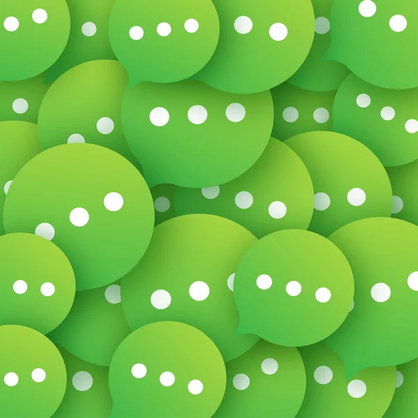Chat en vivo burbujas de voz estilo pegatina. Patrón de burbujas de chat verde. Ilustración de stock vectorial. — Vector de stock