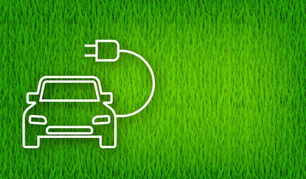 Electric vehicle charging station icon on green background. Ev charge. Electric car. Neon icon. Vector illustration. — 图库矢量图片