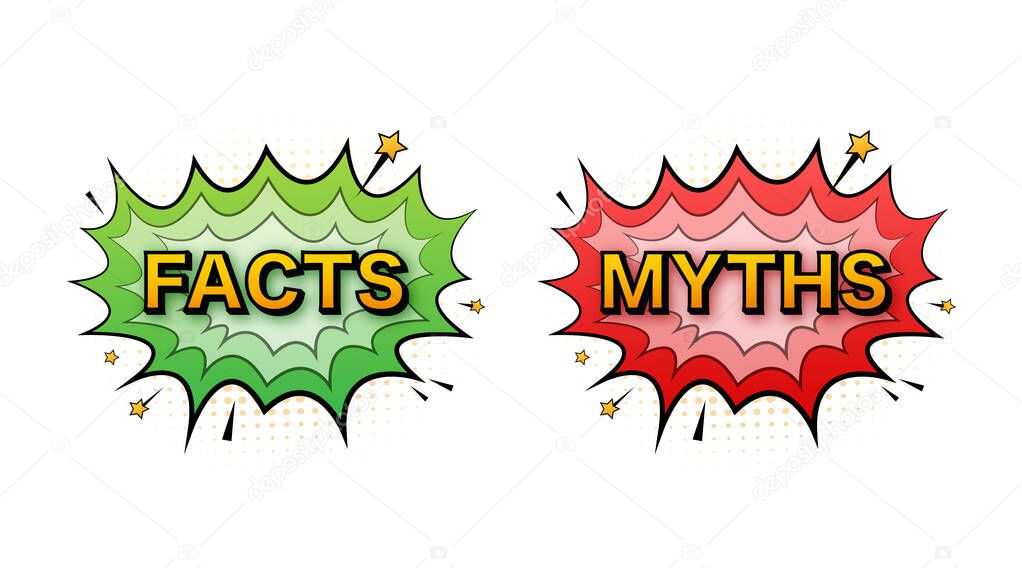 Myths facts pop style. Facts, great design for any purposes. Vector stock illustration.