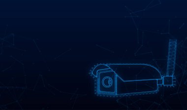 Beyaz arkaplanda kapalı devre televizyonu olan simge. Siluet sembolü. Kamera simgesi. Vektör stok illüstrasyonu