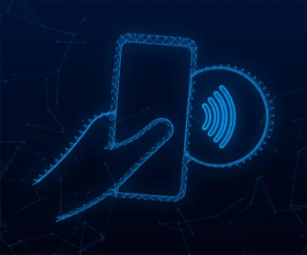 Bezkontaktní bezdrátové logo výplatní pásky. Technologie NFC. Obrázek vektorové populace — Stockový vektor