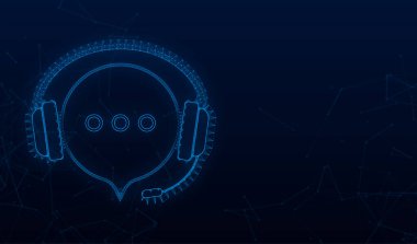 Müşteri hizmetleriyle Plexus illüstrasyon. 3d vektör stok çizimi. Müşteri destek servisi