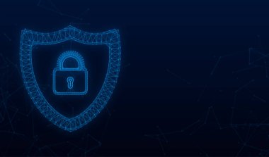 Kalkan ve onay işareti ile siber güvenlik vektör logosu. Güvenlik kalkanı kavramı. Internet güvenliği. Vektör Stok illüstrasyon