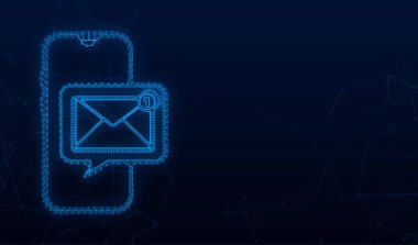 E- posta bildirim konsepti. Akıllı telefon ekranında yeni bir e- posta var. Vektör stok illüstrasyonu