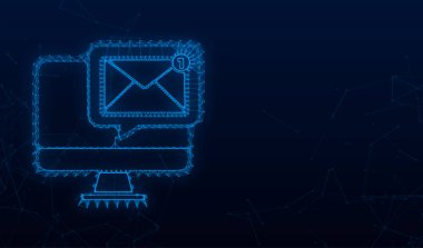 E- posta bildirim konsepti. Akıllı telefon ekranında yeni bir e- posta var. Vektör stok illüstrasyonu