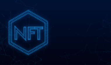 Nft laptop ekranlı düz çizim. Sancak vektörü. Düz dizayn. Vektör tasarım sanatı