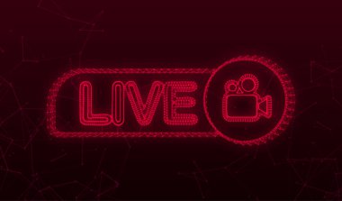 Red Live Webinar Button, simgesi. Vektör stok illüstrasyonu