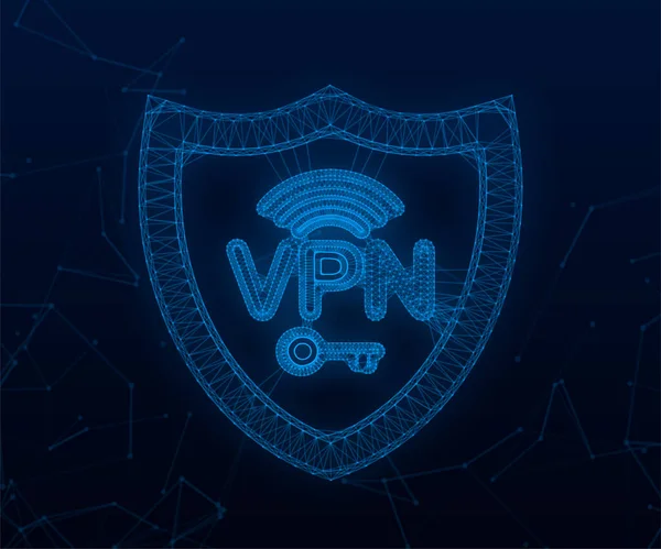 Secure VPN connection concept. Virtual private network connectivity overview. plexus style. Vector stock illustration — Vetor de Stock