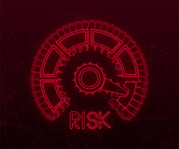 Icono de riesgo en el velocímetro. Medidor de alto riesgo. Ilustración vectorial — Vector de stock