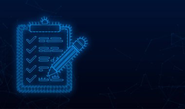 Denetim listesi simgesine sahip pano. Web için denetim listesi simgesi olan pano. Vektör stok illüstrasyon