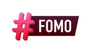 Modern hashtag fomo, her amaç için harika bir tasarım. Vektör tipografi çizimi. Düz çizgi film vektör çizimi. Düz dizayn. Sosyal medya kavramı.