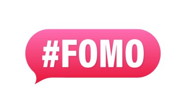 Modern hashtag fomo, her amaç için harika bir tasarım. Vektör tipografi çizimi. Düz çizgi film vektör çizimi. Düz dizayn. Sosyal medya kavramı.