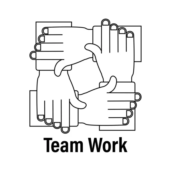 Travail d'équipe abstrait mains signe pour la conception de concept. Concept d'entreprise. Travail d'équipe, coopération. — Image vectorielle