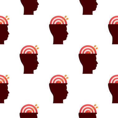 Tıbbi tasarım kalıbı için beyin profilini hedefle. Vektör çizimi. İş stratejisi. Vektör simgesi.