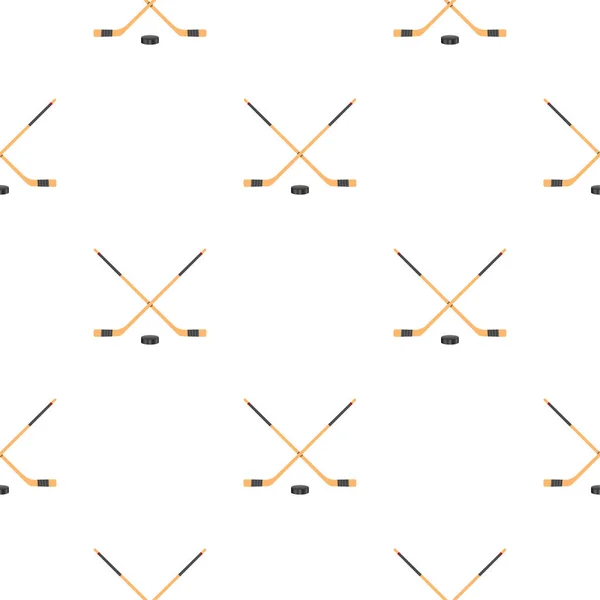 Lední hokejový puk a tyčinky vzor. Sportovní symbol. Vektorové ilustrace izolované na bílém pozadí — Stockový vektor