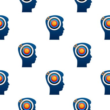 Tıbbi tasarım kalıbı için beyin profilini hedefle. Vektör çizimi. İş stratejisi. Vektör simgesi.