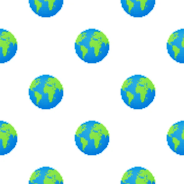 Padrão de globos terrestres em fundo branco. Ícone Planeta Terra plana. Ilustração vetorial. —  Vetores de Stock