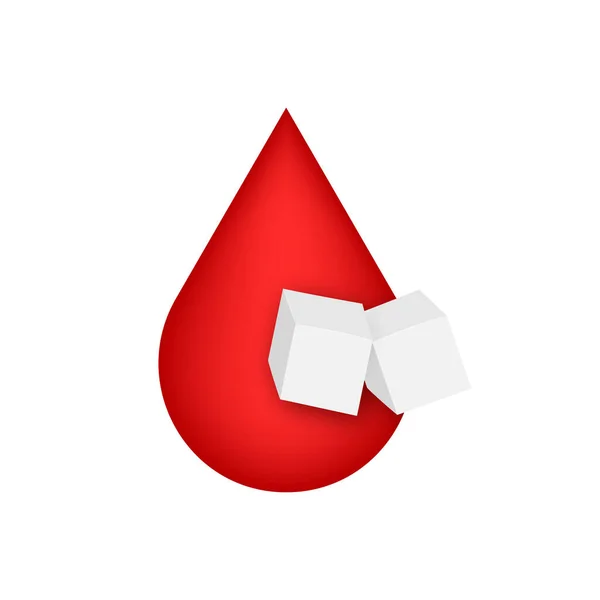 Icône plate avec sang de glucose rouge pour la conception de concept. Icône rouge dessin animé. Schéma vectoriel. Sucre de dessin animé — Image vectorielle