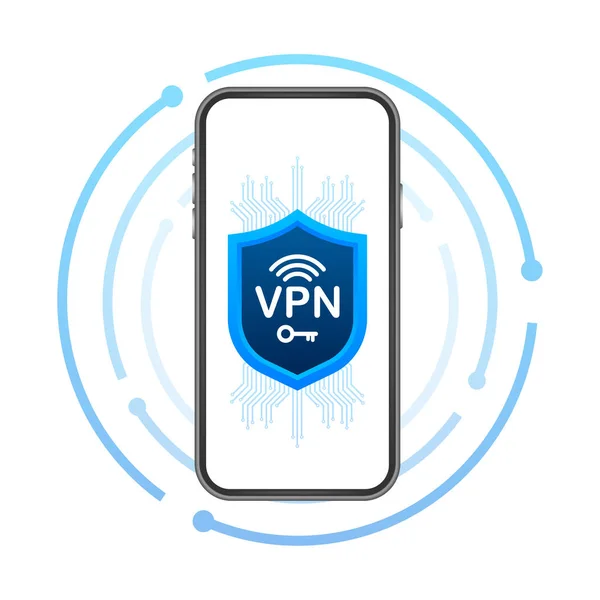 Conceito de conexão VPN segura. Visão geral da conectividade de rede privada virtual. Ilustração do estoque vetorial. — Vetor de Stock