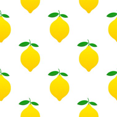 Limon desen. Beyaz arka plan üzerinde izole sarı limon vektör çizim.