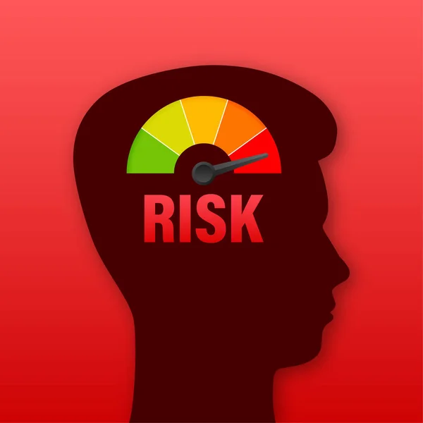 Risk brain profile for medical design. Vector illustration. Business strategy. Vector icon. — Stock Vector