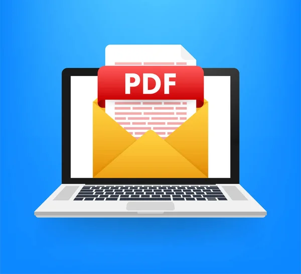 Download PDF-knop. Downloaden document concept. Bestand met PDF-label en omlaag pijl teken. Vectorillustratie. — Stockvector