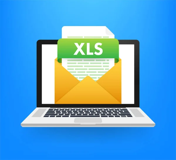 Scarica il pulsante XLS. Scaricare il concetto di documento. File con etichetta XLS e segno freccia verso il basso. Illustrazione vettoriale . — Vettoriale Stock