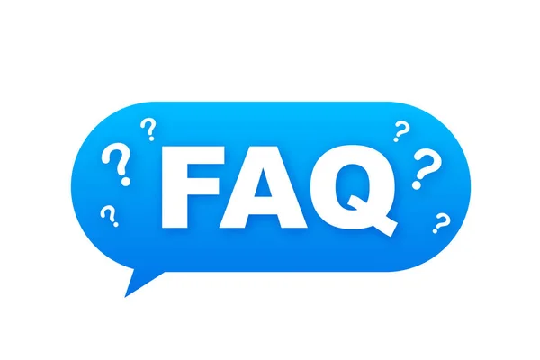 Domande frequenti FAQ banner. Computer con le icone delle domande. Illustrazione dello stock vettoriale. — Vettoriale Stock