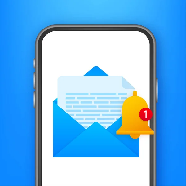 Enable reminder notification on smartphone screen. Email notification. Message alert. Vector stock illustration. — Stock Vector