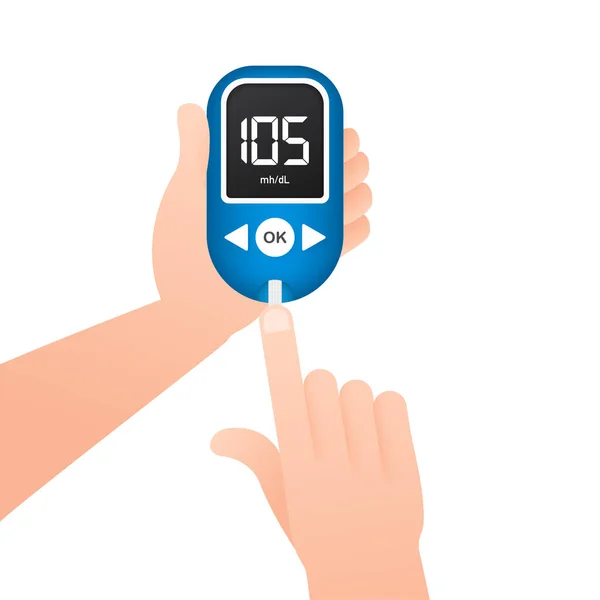 Bloed glucose meter niveautest. Diabetes glucometer. Abstract begrip grafische web banner element. Vectorillustratie. — Stockvector