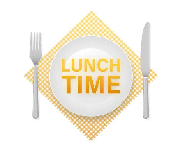 Płaska ikona z czasem lunchu na białym tle do projektowania okładki. Tło gotowania. Ikona wektora. Logo wektora. — Wektor stockowy