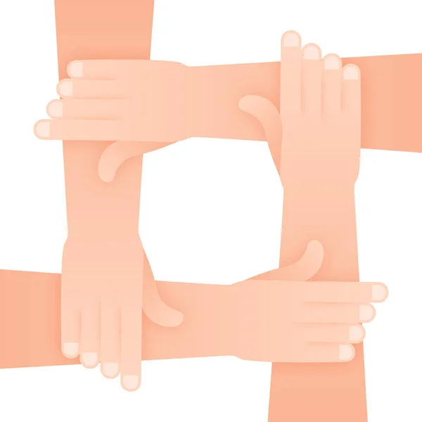 Abstrakt teamwork hands sign för konceptdesign. Affärsidé. Lagarbete, samarbete. — Stock vektor