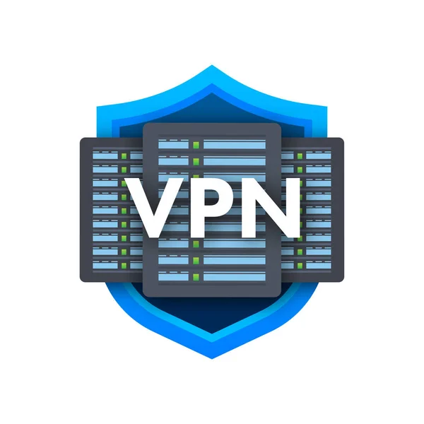 보안 VPN 연결 개념. 가상의 개인 네트워크 연결 개요. 벡터 주식 삽화. — 스톡 벡터