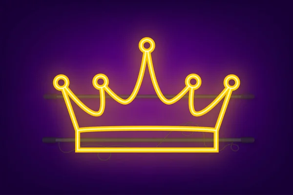 Crown of king isolated on white background. Neon royal icon. Vector stock illustration. — Stock Vector