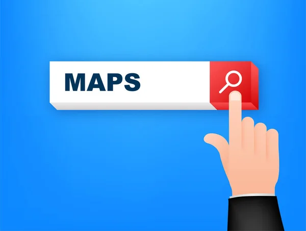 Flat maps search line for mobile app design. Search bar icon. Map pin. — Stock Vector