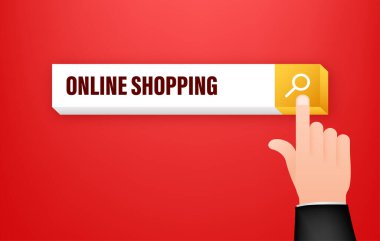 İnsanlar internetten alışveriş yapıyor. Çevrimiçi alışveriş vektörü olan bir simge ara.