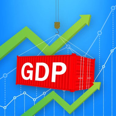 Gayri safi yurtiçi hasıla. Gayri safi yurt. Devlet bütçesi. Yıllık mali bütçede artış. Vektör stok illüstrasyonu.