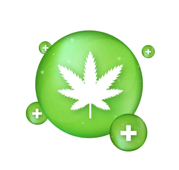 Icono creativo del logotipo del vector de hoja de cannabis. Plantilla para CBD Cannabidiol. Ilustración vectorial. — Vector de stock