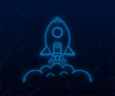 Roket Başlatma Konsepti. Pleksus simgesi. Vektör stok illüstrasyonu.