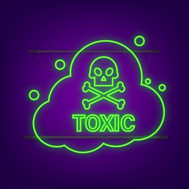 Koyu arkaplanda neon yeşil bir illüstrasyon. Logo, etiket. İzole vektör çizimi. Ünlem işareti.