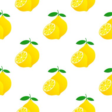 Limon desen. Beyaz arka plan üzerinde izole sarı limon vektör çizim.
