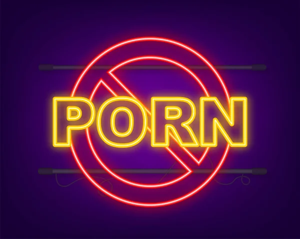 Żadnej neonowej ikony porno na białym tle. Ilustracja wektora. — Wektor stockowy