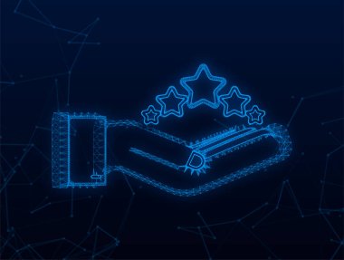 Plexus 5 altın derecelendirme yıldızı yeşil arka planda. Vektör stok illüstrasyonu