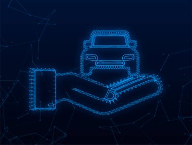 El ele tutuşan araba, her şey için harika bir tasarım. Plexus vektör stok çizimi