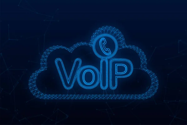 VoIP-Technologie, Voice over IP. Banner mit Internetaufrufen. Plexus-Symbol. Vektorillustration. — Stockvektor